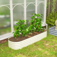 Outsunny 6.4' x 2' x 1' Galvanized Raised Garden Bed Kit, Metal Planter Box with Safety Edging, Cream(m-9)