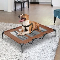 PawHut Elevated Dog Bed, Raised Dog Cot for XL Sized Dogs, Indoor & Outdoor, 48" x 36" x 9", Coffee(m-8)