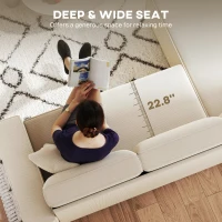 HOMCOM Corner Sofa with Reversible Chaise Lounge, Corduroy L-Shaped Sectional Sofa with Pocket Spring, Cream White(m-6)