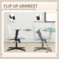 HOMCOM Criss Cross Chair with Flip-up Armrests, Wide Office Chair with Adjustable Height, Tilting, No Wheels, Beige(m-5)