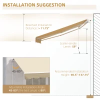 Outsunny 10' x 8' Manual Retractable Awning, Sun Shade Shelter Canopy, with Aluminum Frame and UV Protection for Patio Deck Yard Window Door, Beige(m-5)