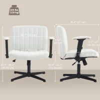 HOMCOM Criss Cross Chair with Flip-up Armrests, Wide Office Chair with Adjustable Height, Tilting, No Wheels, Beige(m-3)