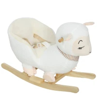Qaba Baby Rocking Horse, Sheep Rocking Horse with Lullaby Song for Toddlers 18–36 Months, White(m-1)