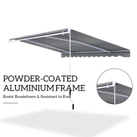 Outsunny 10x8ft Patio Awning Manual Retractable Sun Shade Aluminum Frame Grey(m-6)