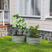 Outsunny Set of 2 Raised Garden Bed, Metal Planter Box with Safety Edging, Easy-to-assemble Stock Tank, Green(m-9)
