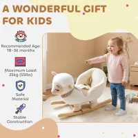 Qaba Baby Rocking Horse, Sheep Rocking Horse with Lullaby Song for Toddlers 18–36 Months, White(m-7)