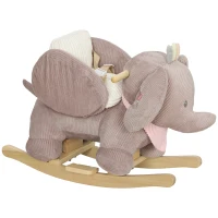 Qaba Baby Rocking Horse with Seat, Kids Ride On Toy with Realistic Sound and Safety Belt for 18 to 36 Months, Brown(m-11)