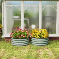 Outsunny Set of 2 Raised Garden Bed, Metal Planter Box with Safety Edging, Easy-to-assemble Stock Tank, Green(m-8)