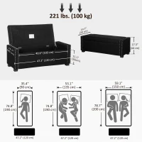 HOMCOM Upholstered Flip Top Storage Bench Fabric Ottoman for Bedroom, Living room, Dark Grey(m-3)