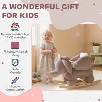 Qaba Baby Rocking Horse with Seat, Kids Ride On Toy with Realistic Sound and Safety Belt for 18 to 36 Months, Brown(m-7)