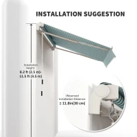 Outsunny 10' x 8' Manual Retractable Awning, Sun Shade Shelter Canopy, with Aluminum Frame and UV Protection for Patio Deck Yard Window Door, Green Stripe(m-7)