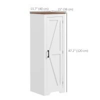 HOMCOM Farmhouse Accent Cabinet with Adjustable Shelf Barn Door Storage Cabinet for Living Room Floor Pantry Cabinet White(m-3)