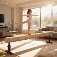 Soozier 7.5ft Adjustable Balance Beam, Gymnastics Beam with Wheels, Gymnastics Equipment for 6+ Years Old Training, Practice, and Professional Home Training, Brown(m-1)