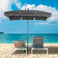 Outsunny 6.5x4ft Rectangle Patio Umbrella Aluminum Tilt Adjustable Garden Parasol Sun Shade Outdoor Canopy Grey(m-8)