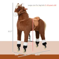 Qaba Kids Ride-on Walking Horse with Easy Rolling Wheels, Soft Huggable Body, & a Large Size for Kids 5-16 Years(m-3)