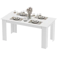 HOMCOM 63" Kitchen Table for 4-6 People, Dining Table with Wood Effect for Dining Room, White(m-2)