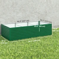 Outsunny 8' x 4' x 2' Raised Garden Bed, Galvanized Planter Box for Growing Flowers, Herbs and Vegetables, Green(m-3)