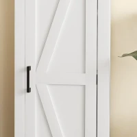 HOMCOM Farmhouse Accent Cabinet with Adjustable Shelf Barn Door Storage Cabinet for Living Room Floor Pantry Cabinet White(m-10)