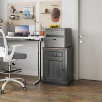 HOMCOM Side Table Set of 2, End Tables with Drawer and Cabinet, Nightstands for Small Spaces, Living Room, Black(m-10)