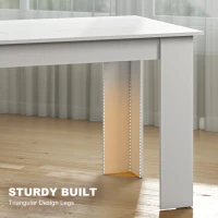 HOMCOM 63" Kitchen Table for 4-6 People, Dining Table with Wood Effect for Dining Room, White(m-6)