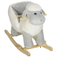 Qaba Baby Rocking Horse Lamb with Seat Belt, Sounds & Pedals for Kids 18-36 Months, Gray(m-11)