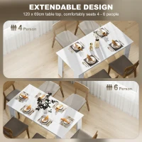 HOMCOM 63" Kitchen Table for 4-6 People, Dining Table with Wood Effect for Dining Room, White(m-5)