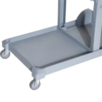HOMCOM Janitorial Cart with 3 Shelves, Cleaning Cart on Wheels with Rubbish Bag and Mop Holders for Hotel, Housekeeping, Grey(m-10)