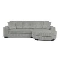 Corduroy Tufted Upholstered Sectional Sofa with Reversible Left/Right Chaise, L-Shaped Seats for Living Room, 110.5" L x 57" W x 25.5" H, Gray(m-2)