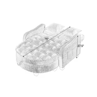 2-Seater Sofa Chaise Lounge with Irregular Curved Armrests, Ergonomic Backrest, Footrest with 2 Throw Pillows, 42.5" L x 32.5" W x 36.5" H, Beige(m-4)