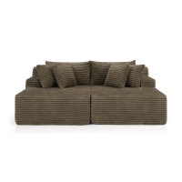 2-Seater Compressed Foam Lounge Sofa with Velvet Fabric and No Wood Frame, Loveseat Ideal for Bedroom, 83" L x 63" W x 25" H, Brown