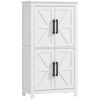 HOMCOM Farmhouse Bathroom Storage Cabinet, Bathroom Floor Cabinet with Barn Doors and Adjustable Shelf, White(m-2)
