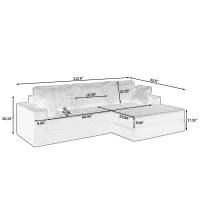 Right-Facing L-Shaped Modular Sectional Sofa with Spring-Supported Seats, Couch for Space-Saving Living, 112.5" L x 62.5" W x 28" H, Brown(m-3)