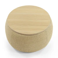 2-in-1 Round Storage Ottoman with Removable Lid, Hidden Storage, End Table & Ottoman for Living Room, 25.5" L x 25.5" W x 14.5" H, Natural(m-9)