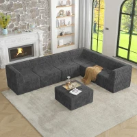 L-Shaped Modular Sectional Sofa with Foam-Filled Spring-Support Cushions, Reversible Sleeper for Living Room, 130.5" L x 97.5" W x 30" H, Grey(m-7)