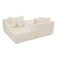 2-Seater Compressed Foam Lounge Sofa with Velvet Fabric and No Wood Frame, Loveseat Ideal for Bedroom, 83" L x 63" W x 25" H, Beige(m-8)