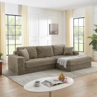 Right-Facing L-Shaped Modular Sectional Sofa with Spring-Supported Seats, Couch for Space-Saving Living, 112.5" L x 62.5" W x 28" H, Brown(m-1)