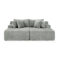 2-Seater Compressed Foam Lounge Sofa with Velvet Fabric and No Wood Frame, Loveseat Ideal for Bedroom, 83" L x 63" W x 25" H, Gray(m-2)