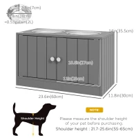 PawHut Elevated Dog Bowls for Large Dogs Pet Feeding Station with Stand, Storage, 2 Stainless Steel Food and Water Bowls, Grey(m-3)
