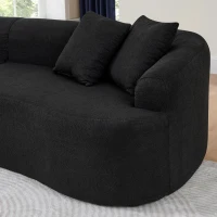 Curved Modular Sectional Sofa with Lambswool Fabric, One-Piece Foam, Compressed Lounge for Living Room, 104" L x 32.5" W x 27" H, Black(m-6)