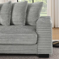 Tufted Corduroy Upholstered Sectional Sofa with Reversible Chaise, Footrests, Sleeper for Compact Room, 110.5" L x 57" W x 25.5" H, Gray(m-7)