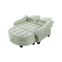 2-Seater Sofa Chaise Lounge with Irregular Curved Armrests, Ergonomic Backrest, Footrest with 2 Throw Pillows, 42.5" L x 32.5" W x 36.5" H, Cyan(m-10)
