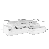 Right-Arm L-Shape Modular Sectional Sofa with Plush Foam-Filled Seats, Modular Sofa Ideal for Living Room, 112.5" L x 62.5-88" W x 28" H, Black(m-3)