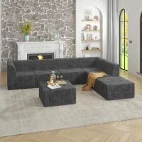 L-Shape Modular Sectional Sofa with Spring-Supported Seat Cushions, DIY Sleeper with All-Foam Construction, 130.5" L x 98" W x 30" H, Grey(m-1)