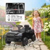 Qaba 12V Ride on Car, Licensed Dodge RAM 3500 Electric Vehicle with Remote Control, Suspension for 3-5 Years, Black(m-3)