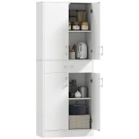 HOMCOM 71" Kitchen Pantry Cabinet with Drawer and Adjustable Shelf, Freestanding Tall Storage Cabinet with 2 Double Door Cupboards, White(m-11)