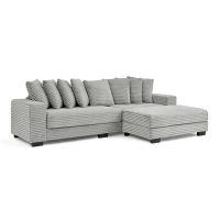 Tufted Corduroy Upholstered Sectional Sofa with Reversible Chaise, Footrests, Sleeper for Compact Room, 110.5" L x 57" W x 25.5" H, Gray(m-8)