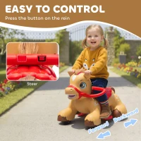 Qaba Ride On Horse Toy, 12V Battery Powered Ride on Toy with Carrot Toy, Comb and Sound, Electric Rocking Horse for Toddlers(m-6)