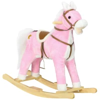 Qaba Rocking Horse Toddler Ride On Horse with Sound Saddle, Pink(m-11)