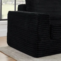 Right-Arm L-Shape Modular Sectional Sofa with Plush Foam-Filled Seats, Modular Sofa Ideal for Living Room, 112.5" L x 62.5-88" W x 28" H, Black(m-7)