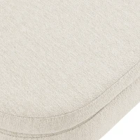 Oval Storage Ottoman Bench with Pleated Linen Fabric, Hidden Storage Footstool with Handmade Rubberwood Legs, 43.5" L x 16" W x 16" H, Beige(m-5)